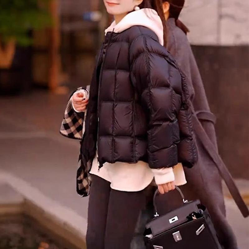 新品韩版时尚高级感纯色棉服女春季新款保暖宽松圆领设计感面包服