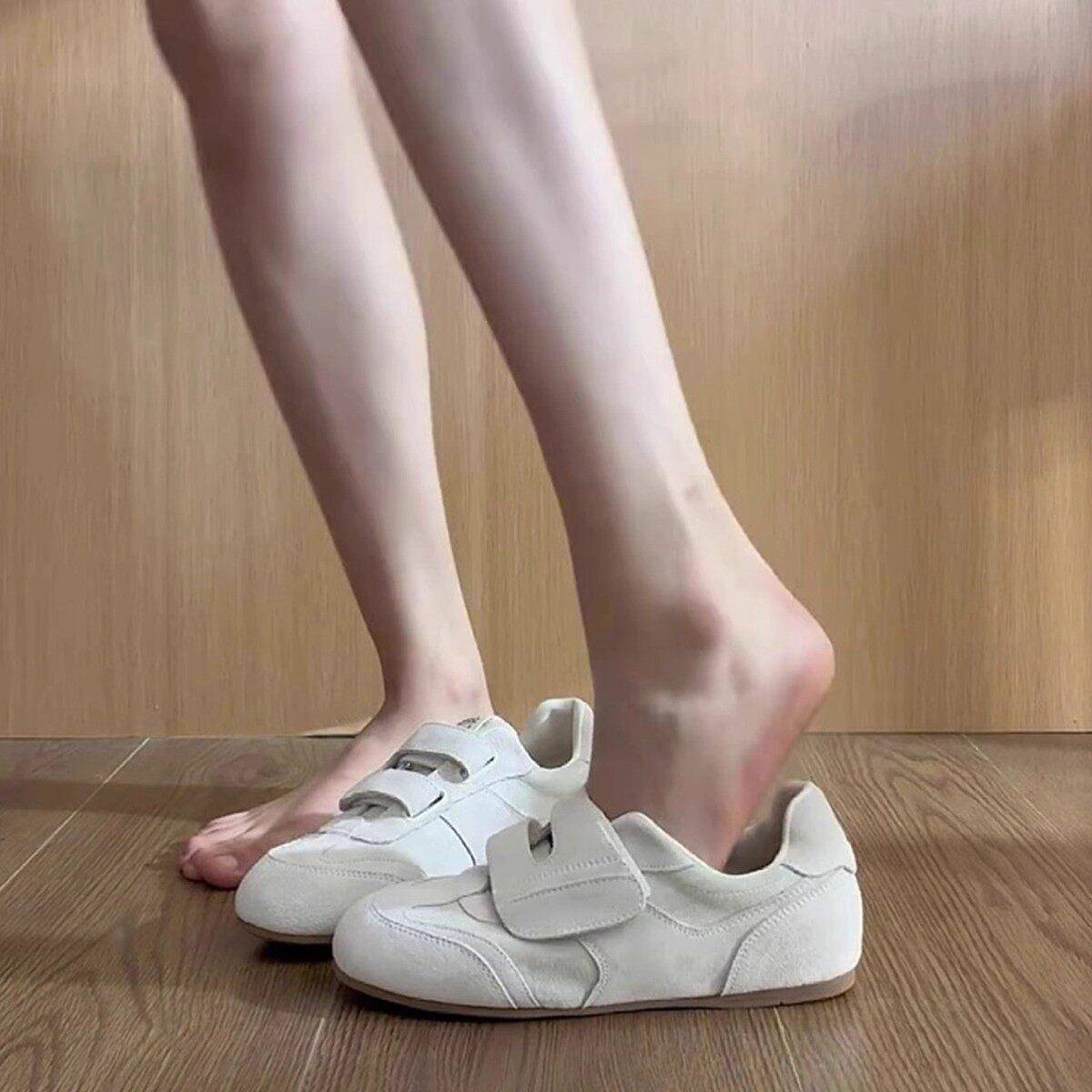 好货牛皮版!德训鞋女2026春新款百搭圆头复古休闲运动鞋魔术贴阿