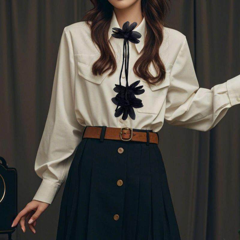 配饰立体花女领带搭配衬衫雪纺领带配饰