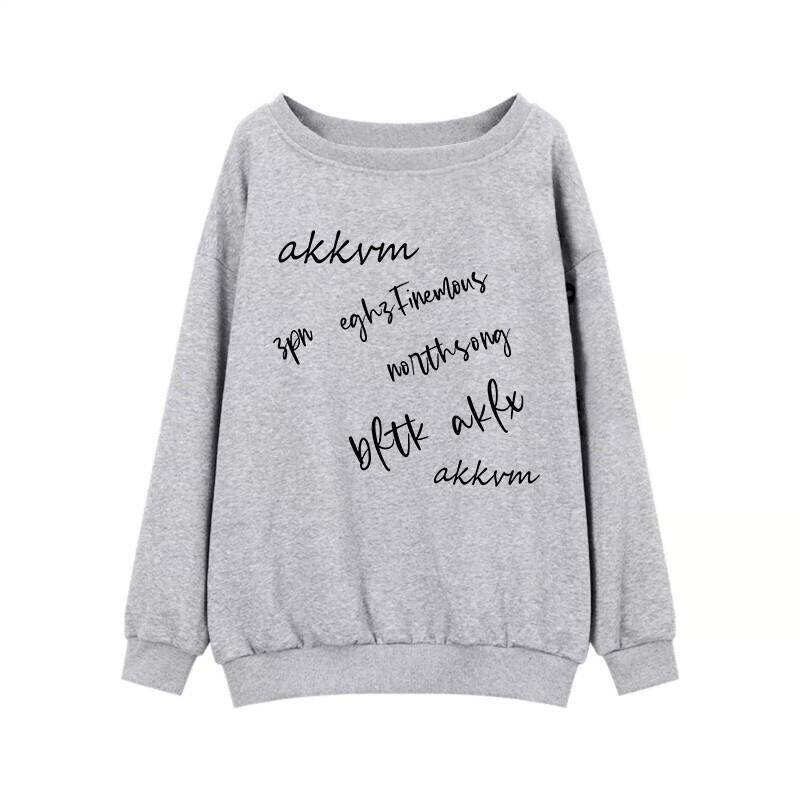 新品美式潮牌斜领白色卫衣女2025秋季薄款露肩宽松小众设计感百搭