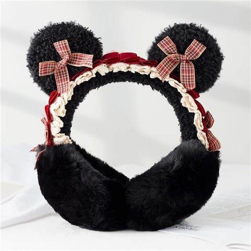 加绒毛绒耳罩女保暖冬季韩版可爱学生卡通萝莉熊捂耳包耳暖可折叠