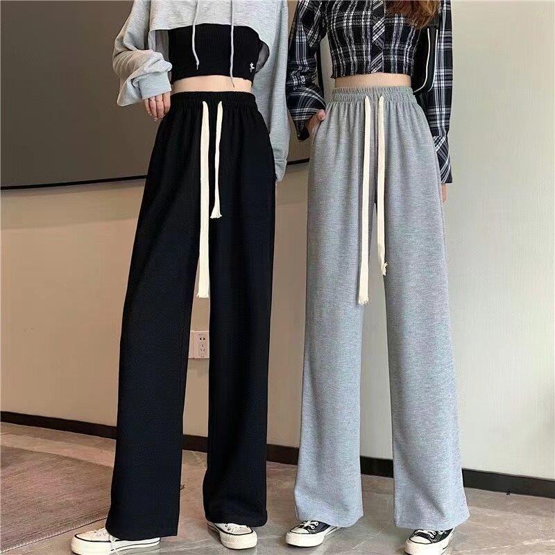 新品春秋新款阔腿裤女学生韩版宽松显瘦高腰垂感百搭休闲运动直筒