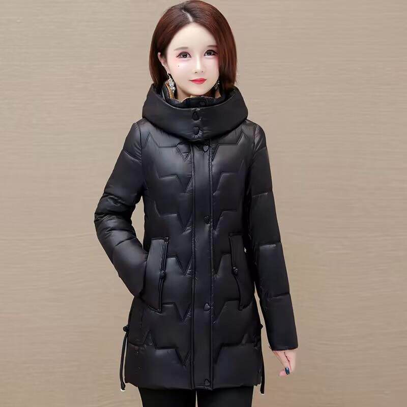 新品冬季加厚棉衣女中长款时尚修身羽绒棉服妈妈中老年保暖外套棉