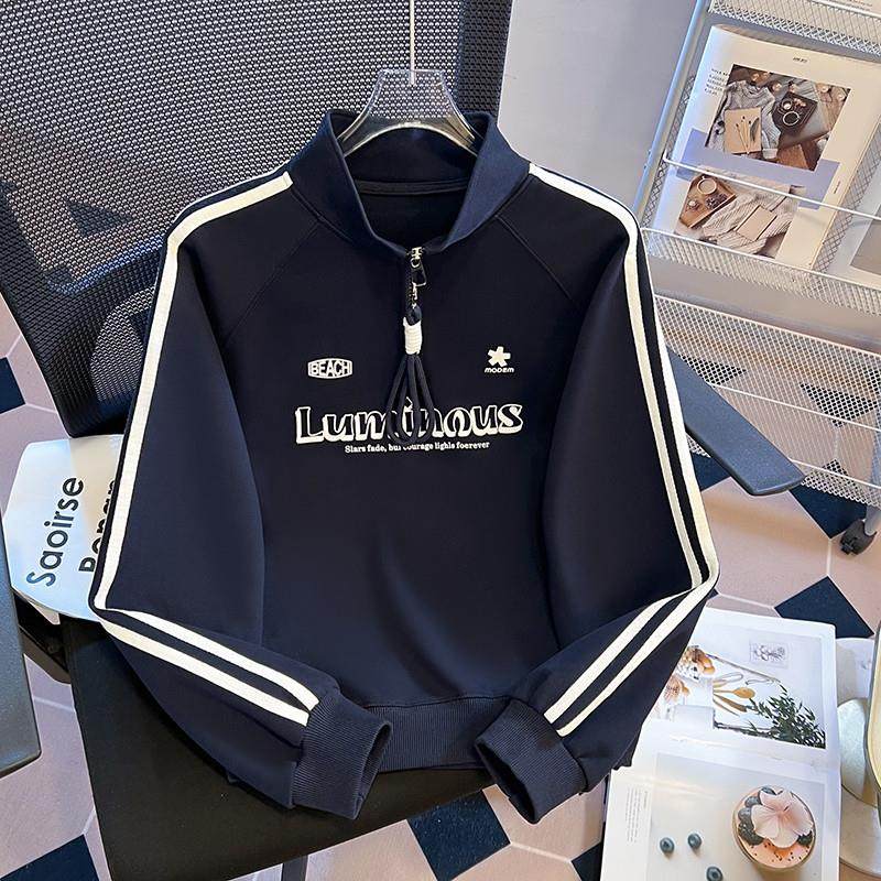 新品初中生卫衣女春秋季2025新款洋气时尚女大童半拉链立领休闲上