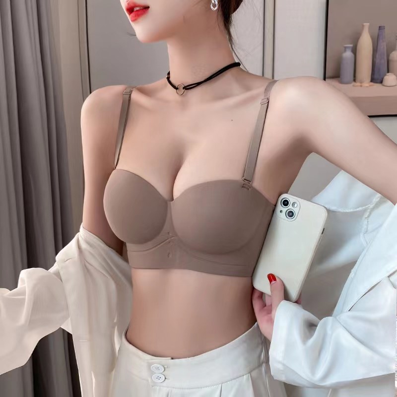 半杯内衣女小胸i聚拢显大无钢圈收副乳无痕文胸罩加厚大胸薄款夏