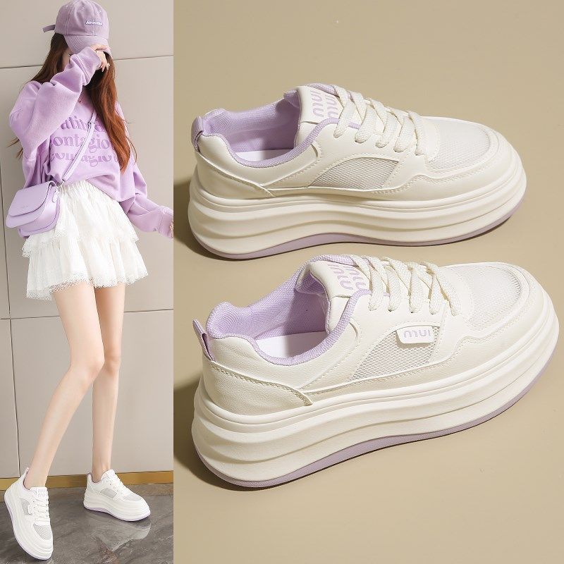 网鞋女透气网面小白鞋2025新款春夏厚底板鞋34码增高X休闲运动鞋,女鞋,网面鞋,淘宝优惠券,粉丝福利购,淘宝优惠卷