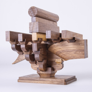 中国古建筑榫卯积木千年斗拱黑胡桃实木制拼装结构W玩具模型教具