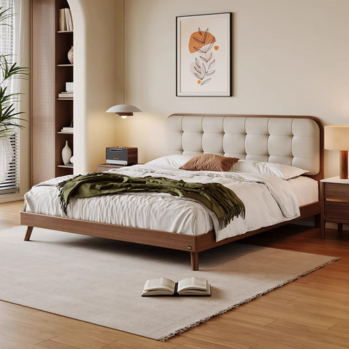 顾家家居胡桃木软包实木床