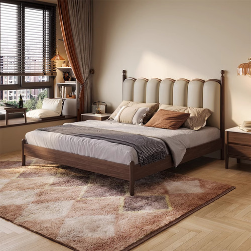 顾家家居实木胡桃木主卧双人大床