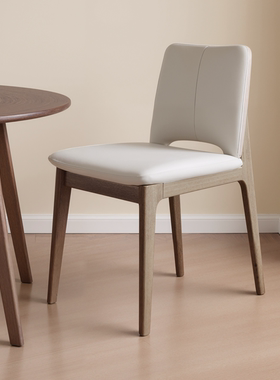 顾家家居实木橡木实木餐椅现代极简多功能型轻奢皮椅子 PT8080Y-S