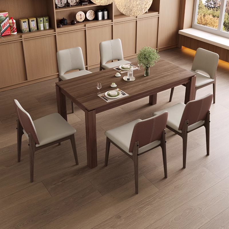 顾家家居实木胡桃木实木桌椅组合