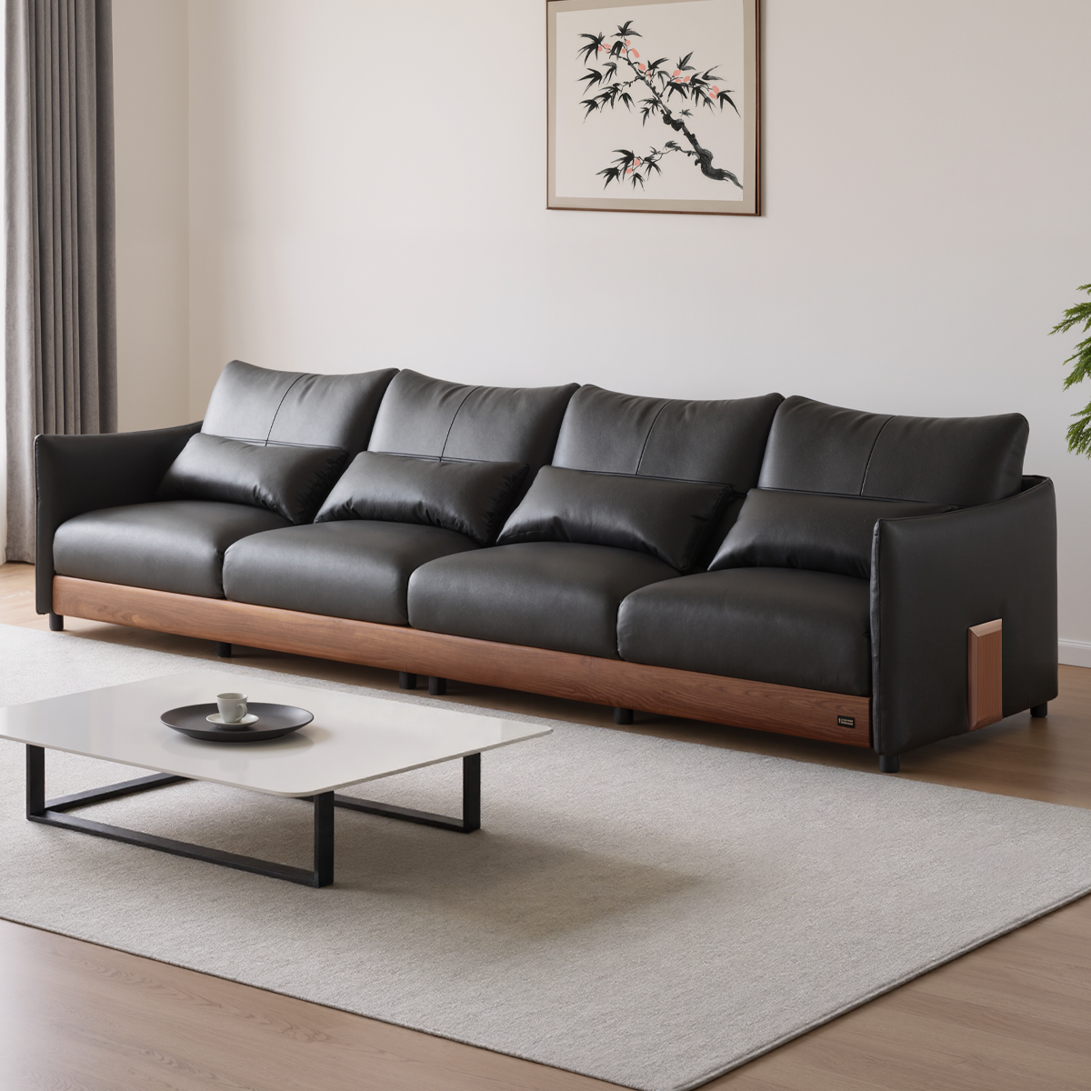 顾家家居实木直排白蜡木功能沙发