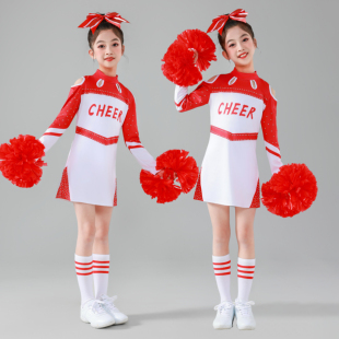 新款儿童表演啦啦操中小学生装啦啦队演出服男女啦啦操比赛服