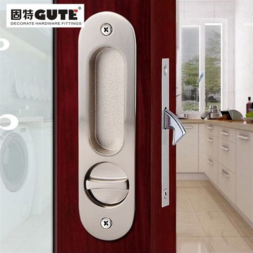 固特移门锁隐形实木门卫生间门锁室内卧室钩锁推拉门锁阳台五金锁