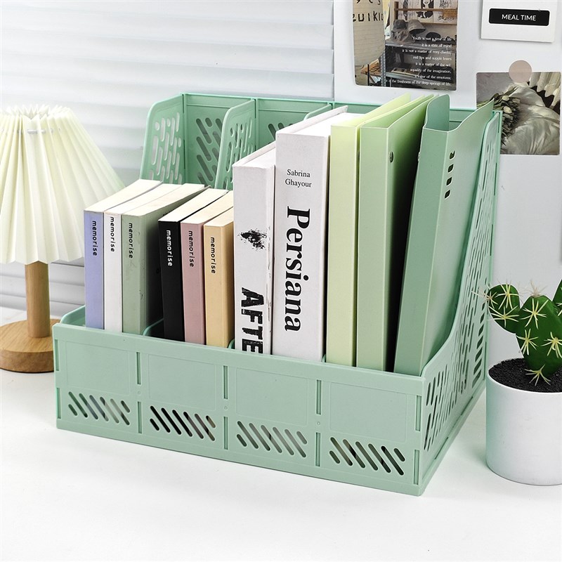 莫兰迪文件收纳盒文件架四联大容量文件栏桌上简易置物架档案资料