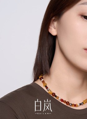 白岚彩夏项链女小众独特轻奢配饰2024新款爆款串珠锁骨链XL4807