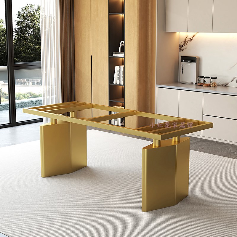 意式餐桌腿支架极简大理石餐台脚奢石茶桌支撑底座不锈钢桌脚台架