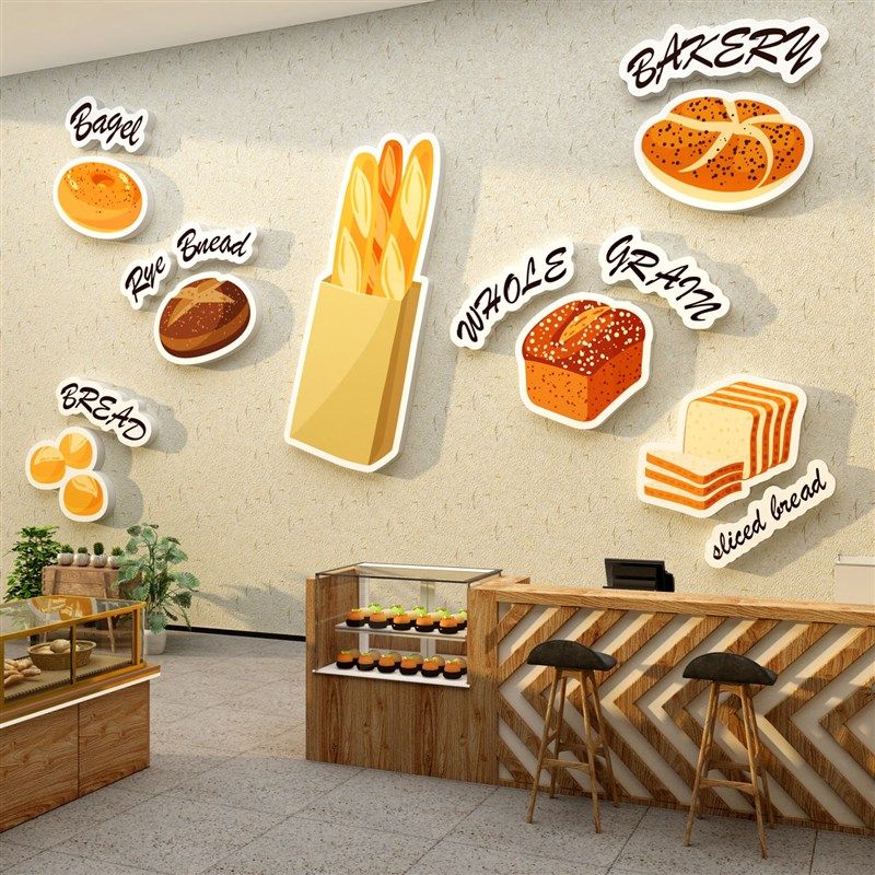 网红面包店墙面软装饰背景橱窗蛋糕点甜品烘焙糖水摆件氛围布置贴,家居饰品,软装墙贴,淘宝优惠券,粉丝福利购,淘宝优惠卷