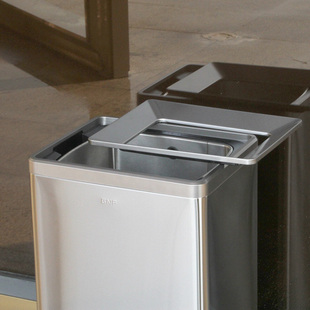 GNF垃圾桶50升40L大号商用不锈钢无盖方形大容量商场超市公共场合