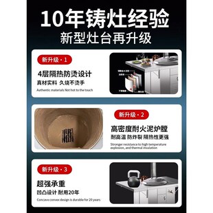 型炉灶台 双折板柴火灶烧木柴家用农村大铁锅台材火无烟不锈钢新款