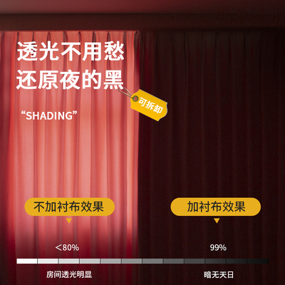 遮光窗户神器原有卧室窗帘加装一层遮光内衬布房间遮阳防晒全遮光