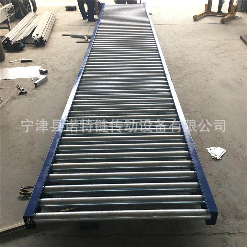 空调组装线板链输送机木板加工滚筒输送机无动力辊筒转弯机