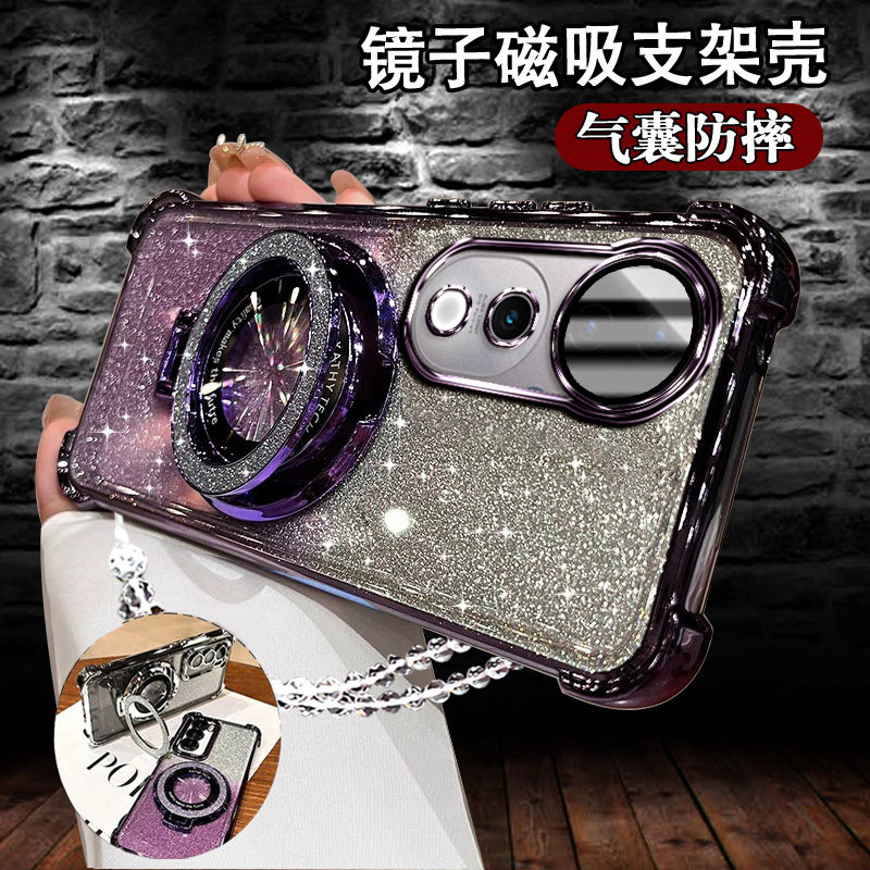 vivoS19手机壳高级闪粉V2364A磁吸支架S19pro镜头膜全包S19网红新品外壳V2362A气囊保护套S19por手链防摔软壳