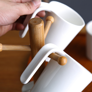 新品 茶杯家用客厅大容量杯子带架简约 陶瓷水杯水具套装 北欧风格
