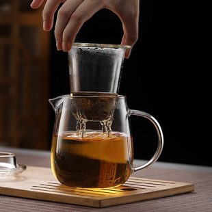 加厚玻璃水杯茶水分离泡茶杯男女透明过滤家用红茶冲茶器带盖单人