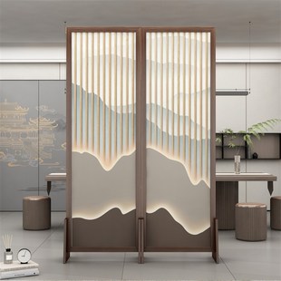 折叠屏风隔断可移动实木玄关客厅办公会议室酒店遮挡中式 2024新款