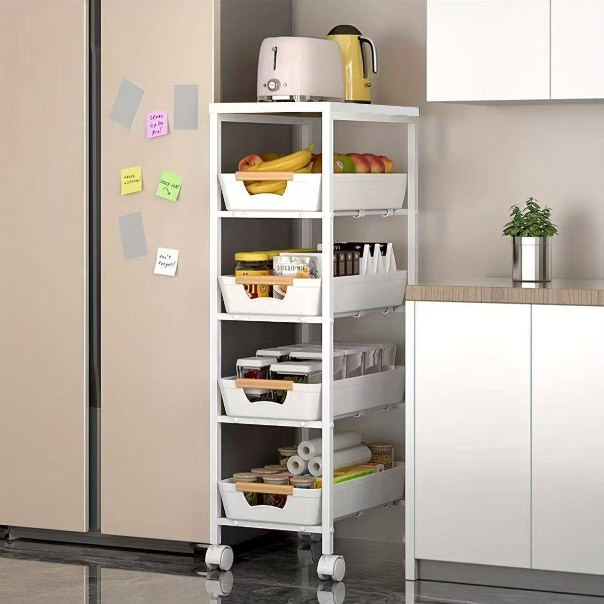 厨房夹缝推车家用多功能客厅阳台收纳整理置物架落地多层抽屉推车