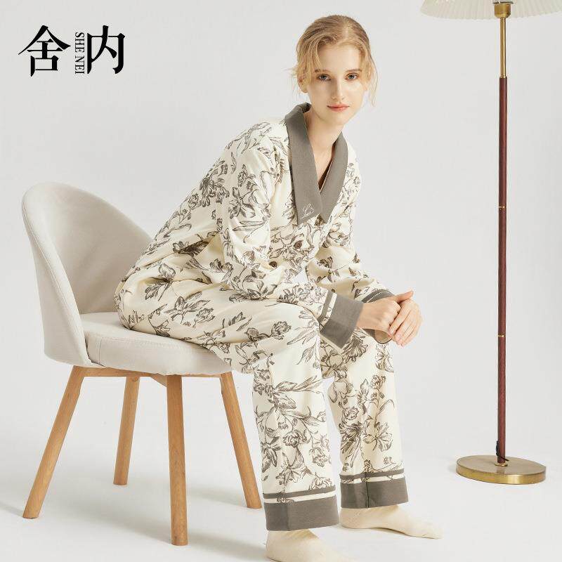 秋冬新款月子服带乳垫棉睡衣女长袖长裤孕妇产后女士居家哺乳套装