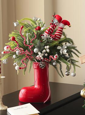 圣诞节日红靴子树桌面摆