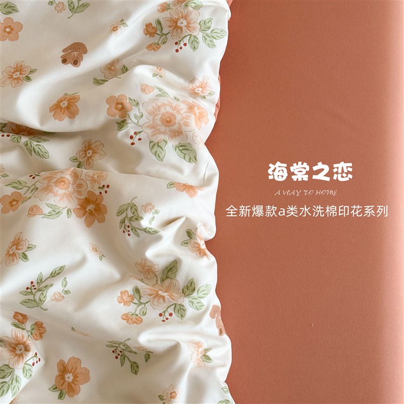 超柔水洗棉床单四件套非纯全棉2025G新款被套被单宿舍床上三件套4