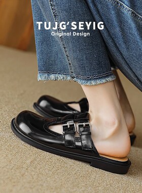 包头半拖鞋女夏季外穿沙滩鞋202A4平底懒人半托单鞋大码女鞋41一4