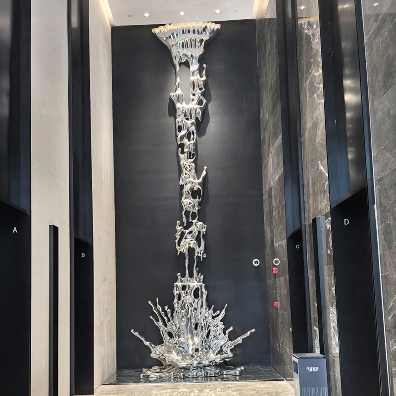 简约玻璃钢大f厅景观室内酒店大堂水滴流水摆件落地工艺品定制玄