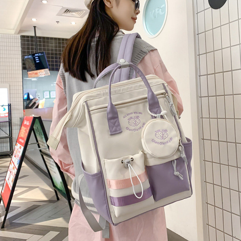 小学生轻便补课背包大容s量可背可手提双肩包女小清新校园女生书