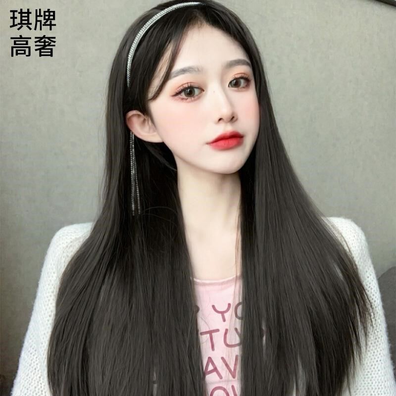 【辫zi发】琪牌假发仿真头y皮蕾丝轻薄女长直发隐形全头套全真发