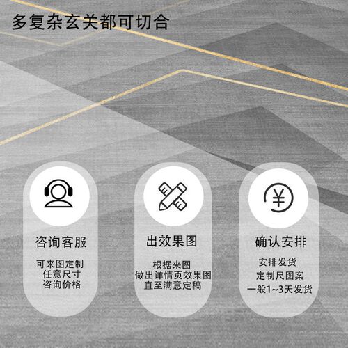 新款现代入户门地垫玄关进门脚垫大门门垫客厅地毯可W裁剪垫子防