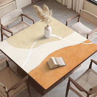 侘寂风正方形桌垫防水防油免洗皮革餐桌垫方桌布茶几台布四方桌垫