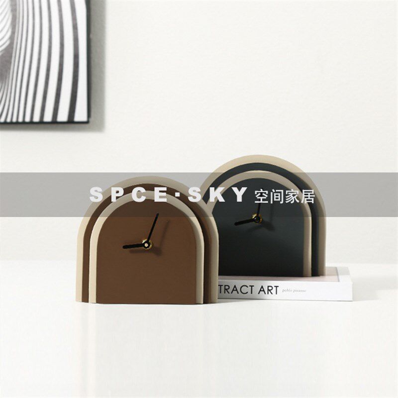 意式极简多层皮革拱形座钟样板房床头柜办公桌面创意家居饰品,家居饰品,装饰摆件,淘宝优惠券,粉丝福利购,淘宝优惠卷