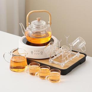 家用整套办公室泡茶烧水提梁壶煮茶玻璃茶壶 电陶炉煮茶器茶具套装