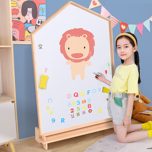涂色可擦写字板幼宝宝白板 喜彬儿童画板家用双面磁性小黑板支架式
