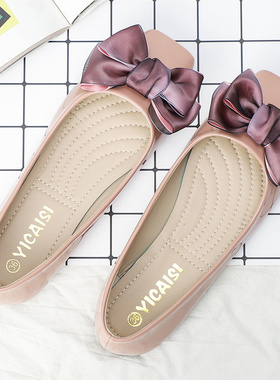 单鞋女春秋20g21新款瓢鞋百搭平底豆豆鞋韩版孕妇鞋软底黑色工作