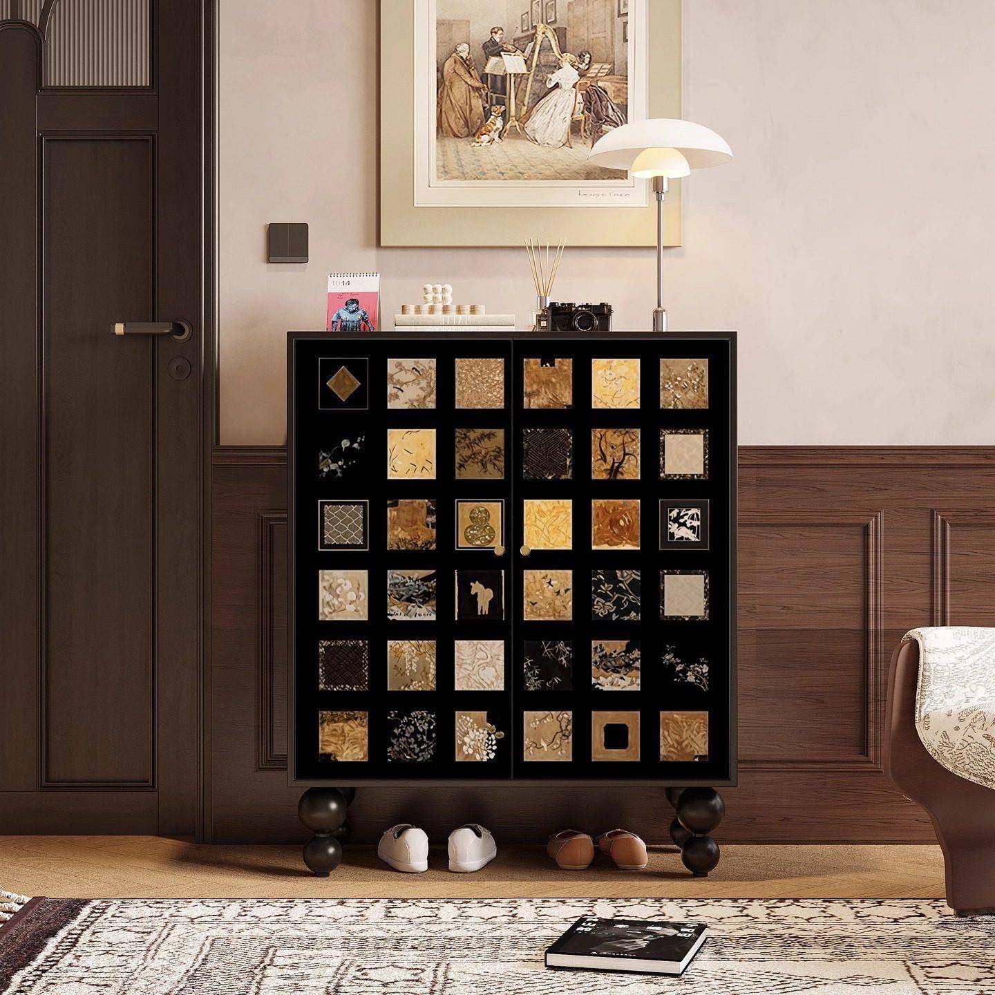 法式复古实木鞋柜客厅入户置物鞋架复古家用门口收纳储物柜玄关柜,住宅家具,鞋柜,淘宝优惠券,粉丝福利购,淘宝优惠卷