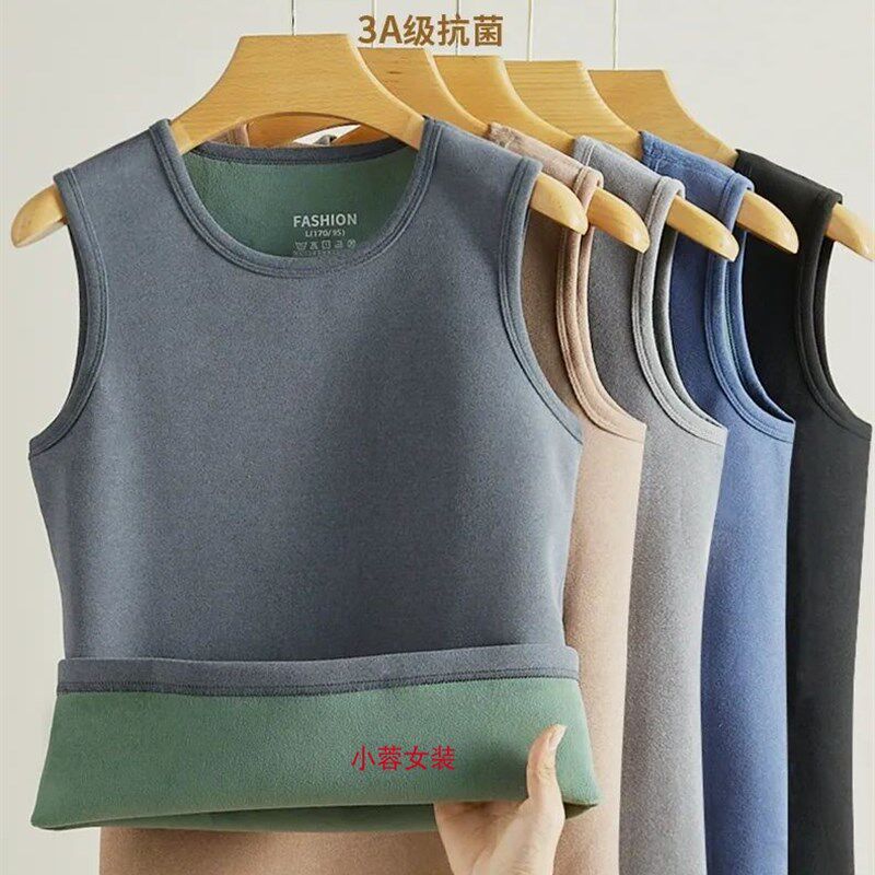 加绒加厚保暖背心男女款秋冬坎肩无痕德绒发热打底上衣内衣棉马甲