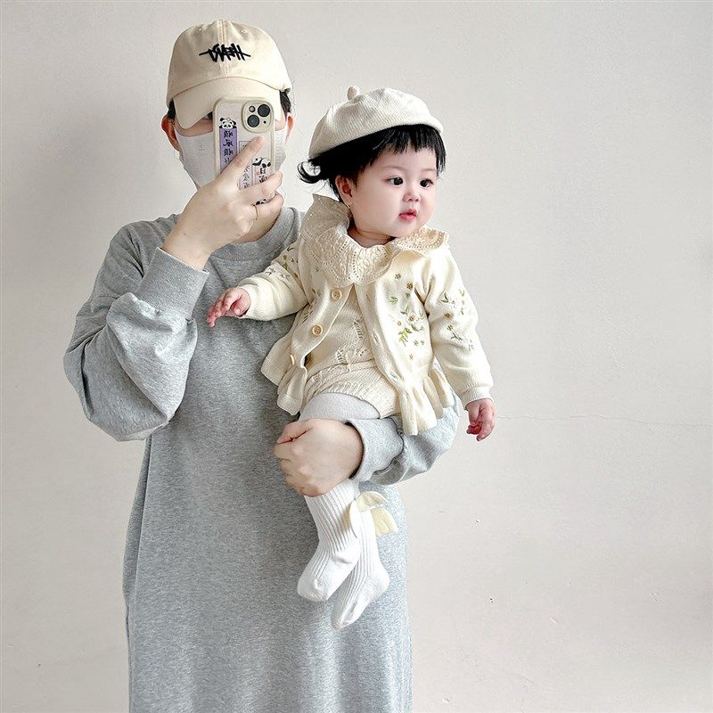 婴儿衣服秋装女宝宝十二针细腻毛线开衫儿童棉线手工绣花外套毛衣