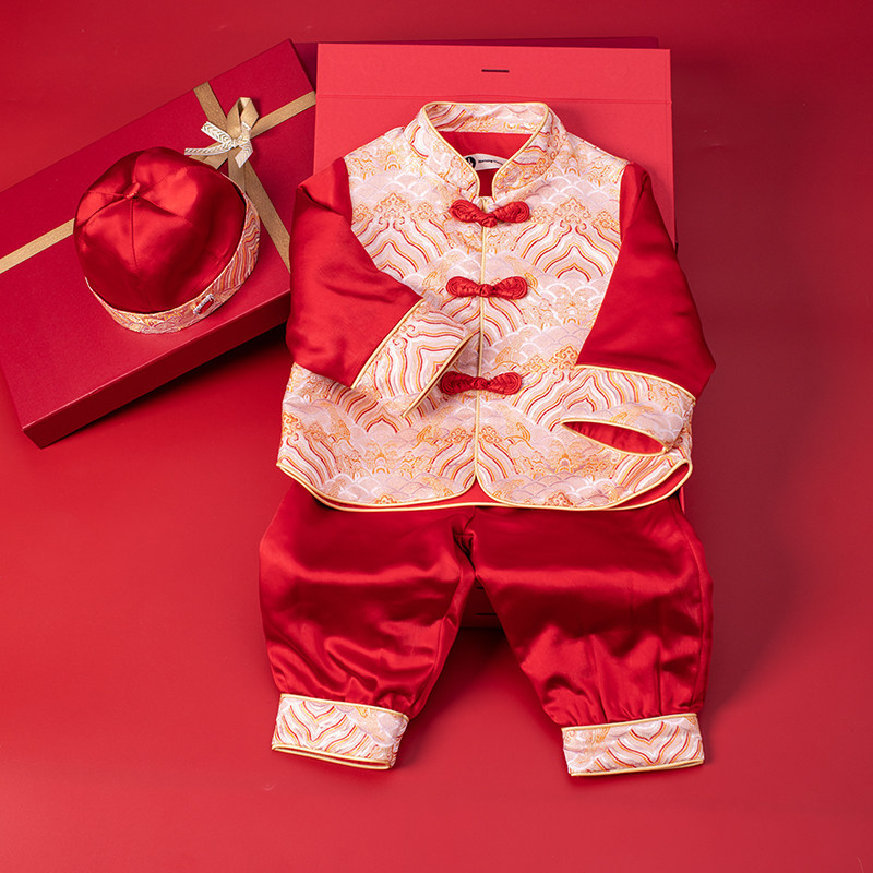 2022新款秋冬男宝宝周岁礼服抓周衣服生日宴中式套装婴童唐装套装