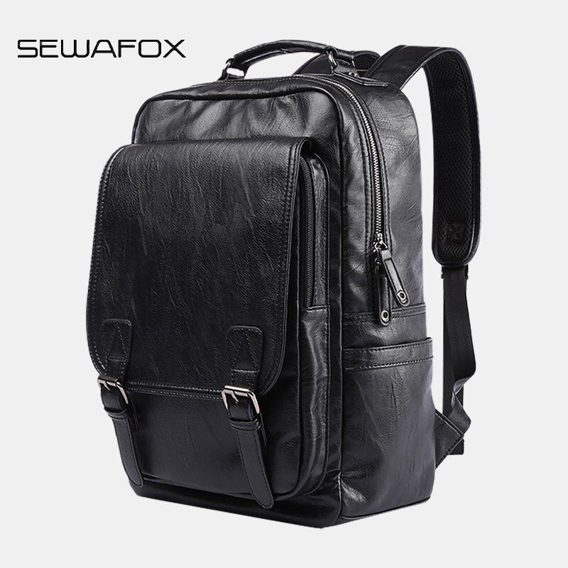 商务背包男双肩包男款潮牌男士通勤出差大容量电脑包皮质书包男包