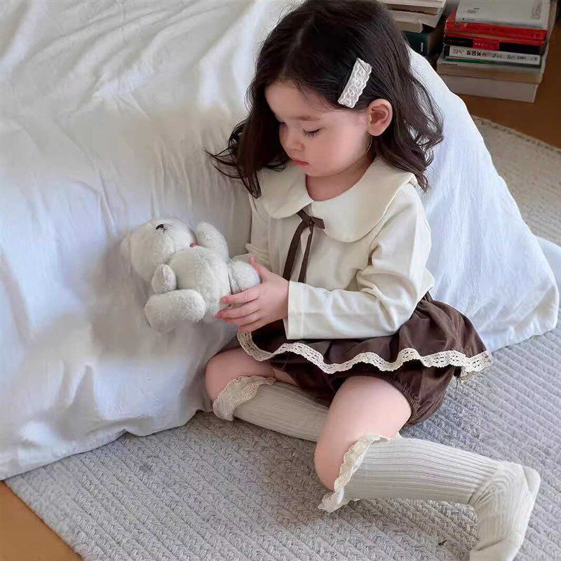 2024秋款韩版婴儿衣服女宝宝翻领娃娃衫长袖上衣+包屁裙秋季套装6